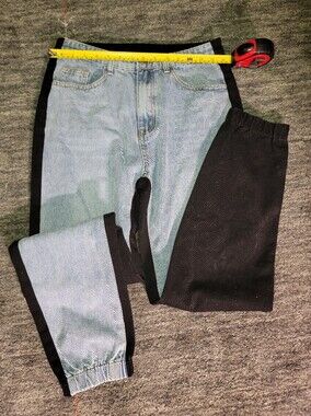 Light Blue and Black Two-Tone  Colorblock Women’s Jeans